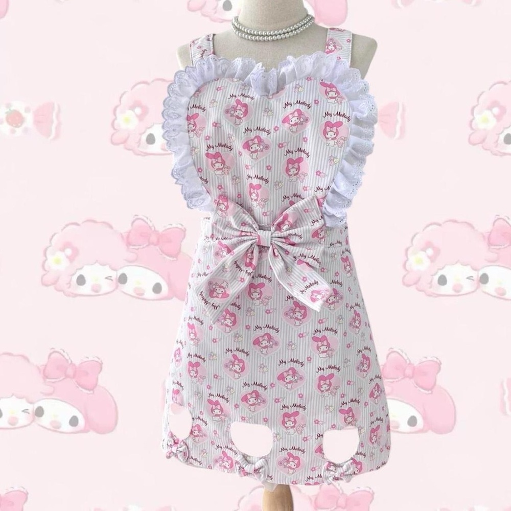 CUSTOM SANRIO DRESS 🌸 Apron / Pinafore My Melody Dress with Lace + Bow Details